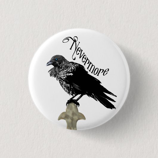 Badge Rond 2,50 Cm Nevermore Raven (Devant)