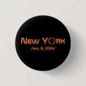 Badge Rond 2,50 Cm New York 2024 Éclipse solaire totale (Devant)