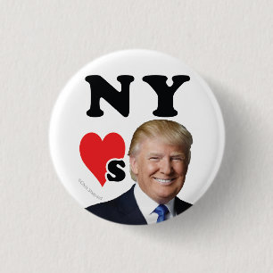 Badge Rond 2,50 Cm NEW YORK AIME DONALD TRUMP Grande Pomme Manhatten