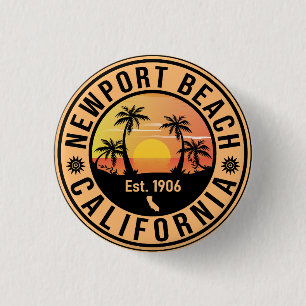 Badge Rond 2,50 Cm Newport Beach California Vintage Souvenirs