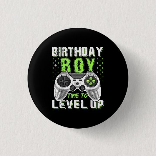 Badge Rond 2,50 Cm Niveau Up Anniversaire Jeu vidéo pour garçon (Devant)