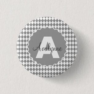 Badge Rond 2,50 Cm Niveaux de gris du tableau de bord avec nom de mon