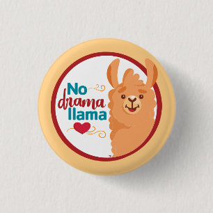 Badge Rond 2,50 Cm No Drama Llama (Chaud) Jaune