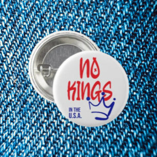 Badge Rond 2,50 Cm No Kings in the U.S.A. Button - Red & Blue Bold