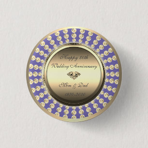 Badge Rond 2,50 Cm Noces d'or Diamants Violet 50ème Anniversaire de M