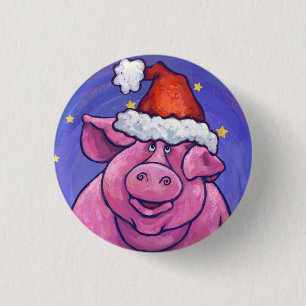 Badge Rond 2,50 Cm Noël au porc