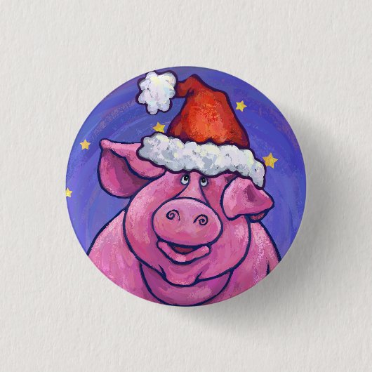 Badge Rond 2,50 Cm Noël au porc (Devant)