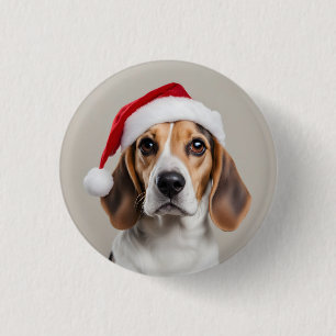 Badge Rond 2,50 Cm Noël beagle