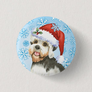 Badge Rond 2,50 Cm Noël Dandie Dinmont Terrier