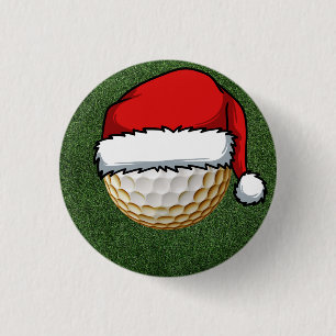 Badge Rond 2,50 Cm Noël de golf avec balle de golf porter chapeau de 