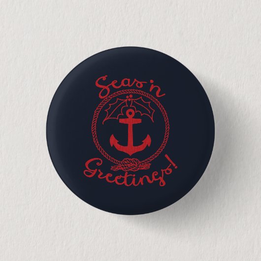 Badge Rond 2,50 Cm Noël nautique | Seas 'n Salutations (Devant)