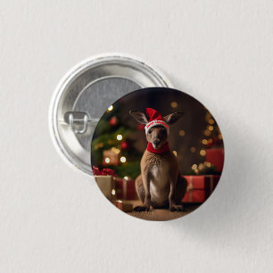 Badge Rond 2,50 Cm Noël Père Noël Kangaroo,