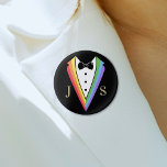 Badge Rond 2,50 Cm Noir Arc-en-ciel Personnalisé Groomsmen Gay pride<br><div class="desc">Black Rainbow Personnalisé Groomsmen Gay pride Mariage</div>