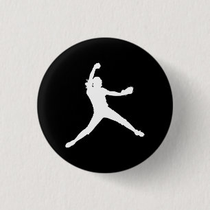Badge Rond 2,50 Cm Noir de bouton de silhouette de Fastpitch