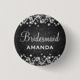 Badge Rond 2,50 Cm Noir élégant d'étincelle d'hiver de demoiselle