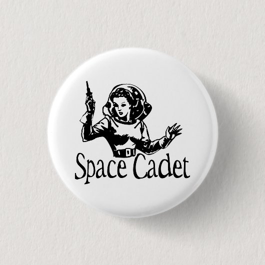 Badge Rond 2,50 Cm Noir et blanc de cadet de l'espace (Devant)