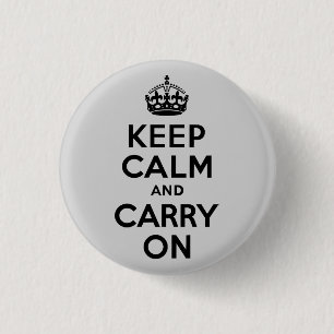 Badge Rond 2,50 Cm Noir et gris Garder le calme et continuer
