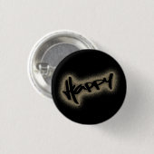 BADGE ROND 2,50 CM NOIR GLOWING HAPPY GRAFFITI (Devant & derrière)