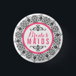 Badge Rond 2,50 Cm Noir Rose et blanc dentelle mariées-domestiques Bo<br><div class="desc">Royal bleu vintage blanc en dentelle ronde avec blanc personnalisable arrière - plan,  Brides-Maids bouton. Touche de rose. Si vous avez besoin d'aide pour customiser un de mes designs,  contactez le concepteur ArtOnWear. Mise en forme de texte gratuite avec aide en direct disponible sur demande.</div>