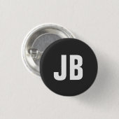 Badge Rond 2,50 Cm Noir sobre simple et tendance initiales monogramme (Devant & derrière)