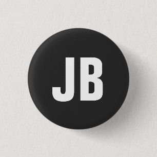 Badge Rond 2,50 Cm Noir sobre simple et tendance initiales monogramme