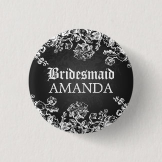 Badge Rond 2,50 Cm Noir victorien de Flourish de faveur élégante de