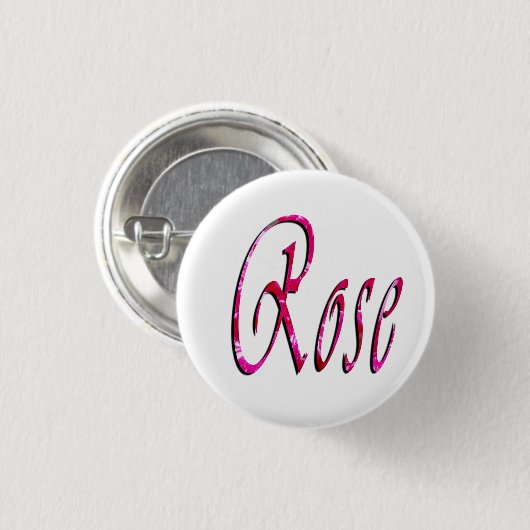 Badge Rond 2,50 Cm Nom de fille Rose, (Devant & derrière)