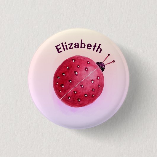 Badge Rond 2,50 Cm Nom de la fille rose jote Ladybug (Devant)