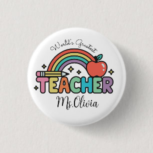 Badge Rond 2,50 Cm Nom de l'enseignant personnalisé   Meilleur profes