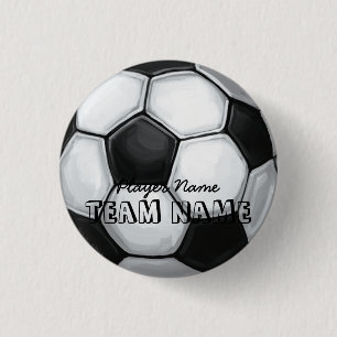 Badge Rond 2,50 Cm Nom de l'équipe et numéro du ballon de football