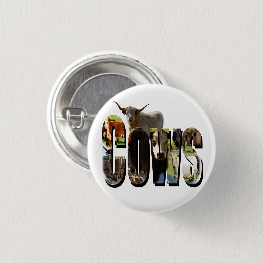 Badge Rond 2,50 Cm Nom De Vaches Logo D'Image Avec Vaches, (Devant & derrière)