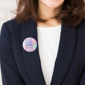 Badge Rond 2,50 Cm Nom holographique rose Quinceanera