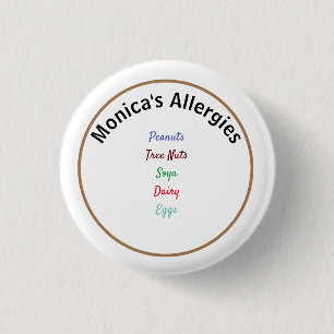 Badge Rond 2,50 Cm Nom modifiable de l'alerte d'allergie
