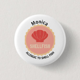 Badge Rond 2,50 Cm Nom modifiable de l'alerte d'allergie au poisson S