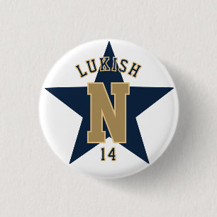 Badge Rond 2,50 Cm Nom Numéro Star Navy Blue and Gold Veteran