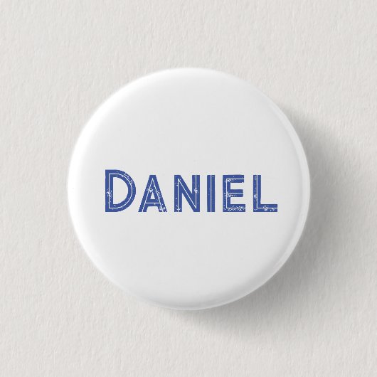 Badge Rond 2,50 Cm Nom personnalisé bleu sur blanc (Devant)