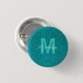 Badge Rond 2,50 Cm Nom personnalisé paillettes vertes élégantes (Devant & derrière)