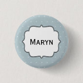 Badge Rond 2,50 Cm Nom personnalisé Pale Blue avec Pois blancs (Devant)