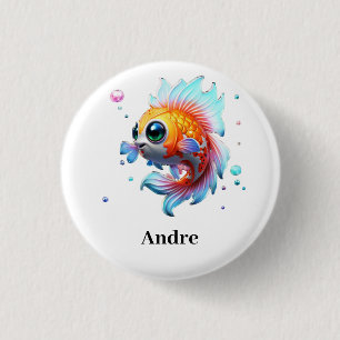 Badge Rond 2,50 Cm Nom personnalisé Poisson japonais Koi