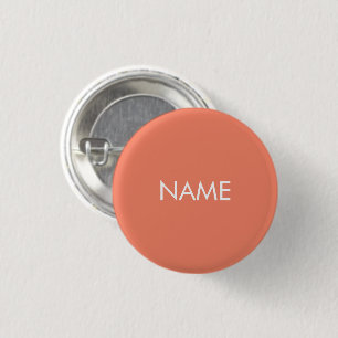 Badge Rond 2,50 Cm Nom personnalisé texte saumon orange blanc minima