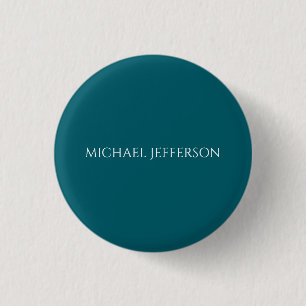 Badge Rond 2,50 Cm Nom propre personnalisé couleur sarcelle foncé uni