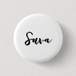 Badge Rond 2,50 Cm Nom Script Vintage Rayure Rose
