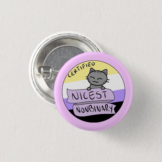 Badge Rond 2,50 Cm Nonbinary le plus gentil (Devant & derrière)