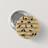 Badge Rond 2,50 Cm Notes musicales et chatons (Devant & derrière)