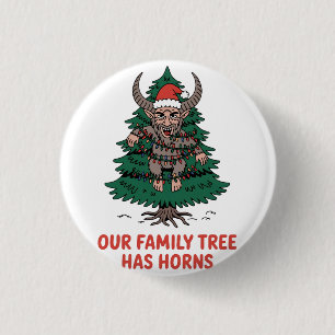 Badge Rond 2,50 Cm Notre arbre généalogique a des cornes Funny Krampu