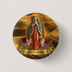 Badge Rond 2,50 Cm Notre Dame de Guadalupe Mexique