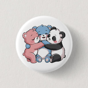 Badge Rond 2,50 Cm Nounours mignons avec Panda