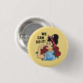 Badge Rond 2,50 Cm Nous Pouvons Le Faire Rockabilly Rosie Feminist (Devant & derrière)
