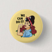Badge Rond 2,50 Cm Nous Pouvons Le Faire Rockabilly Rosie Feminist (Devant)