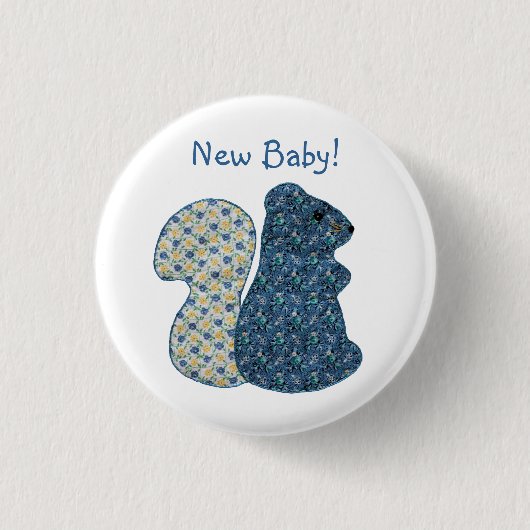 Badge Rond 2,50 Cm Nouveau bébé d'écureuil bleu mignon de style (Devant)